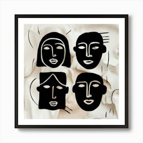 Abstract Faces Art, men and women 3 Art Print