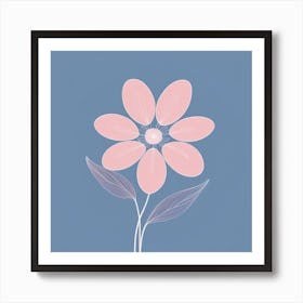 A White And Pink Flower In Minimalist Style Square Composition 526 Art Print