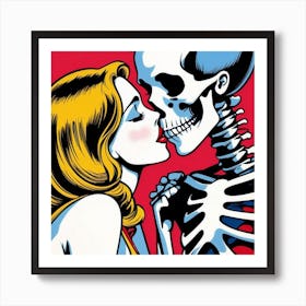 Kissing Skeleton Art Print