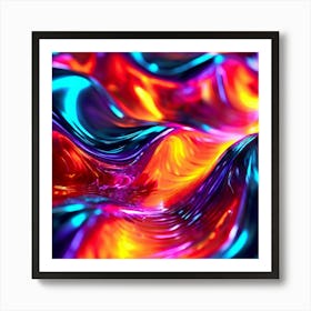 3d Light Colors Holographic Abstract Future Movement Shapes Dynamic Vibrant Flowing Lumi (5) Art Print