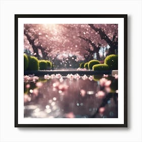 Floating Cherry Blossoms in the Park Art Print