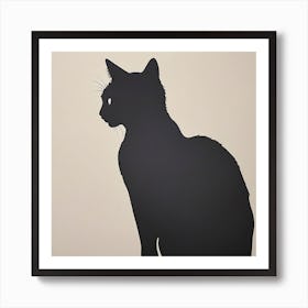Silhouette Of A Cat Art Print