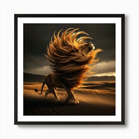 Lion In The Desert Art Print