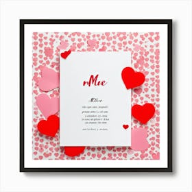 Valentines Day Themed Card Design Featuring Elegant Typography White Labels With Sweet Love Messag (1) Art Print