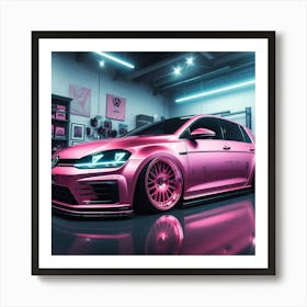 Pink Volkswagen Golf Gti Art Print