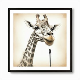 Giraffe With Microphone Art Print