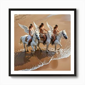 Three Angels On Horses Art Print