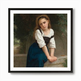 Girl In A Blue Dress Art Print