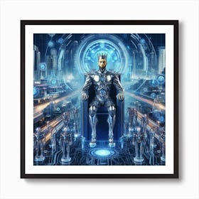 Futuristic King In Futuristic City Art Print