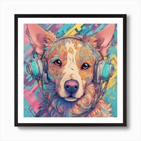 Cinematic Highly Detailed Head And Shoulders Portrait Of A Beautiful Emo Rivethead Goth Dog With Emo (1) Art Print