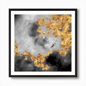 100 Nebulas in Space with Stars Abstract in Black and Gold n.011 Art Print