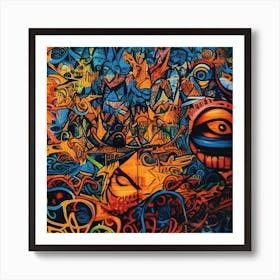 Vibrant colors and chaos create modern graffiti Art Print