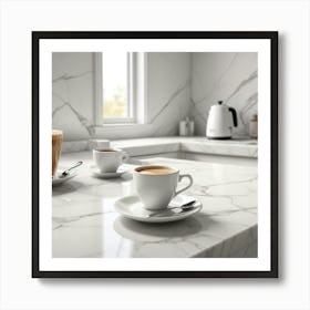 White Marble Kitchen 1 Art Print