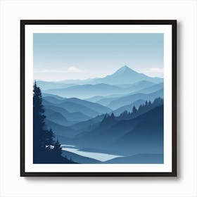 Misty mountains background in blue tone 104 Art Print