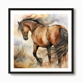 Horse In The Field Art Print