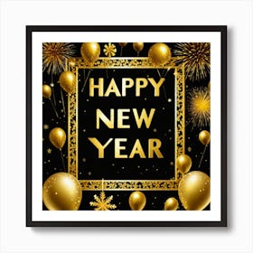 Happy New Year Frame Art Print