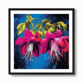Andy Warhol Style Pop Art Flowers Fuchsia 3 Square Art Print