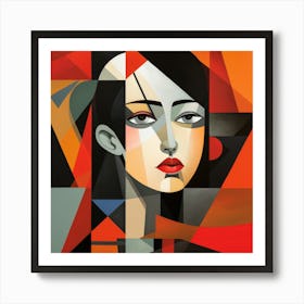 Cubism Shapes Asian Woman 04 Art Print