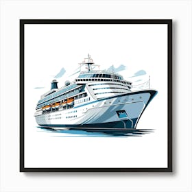 Cruise Ship Travel Vacation Cruising Sea Water Vessel Boat Liner Nature Cruise Liner Art Print