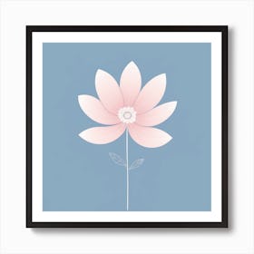 A White And Pink Flower In Minimalist Style Square Composition 10 Art Print