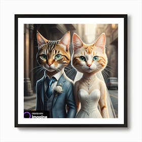 Cat Bride and Groom / Wedding Cats 1 Art Print