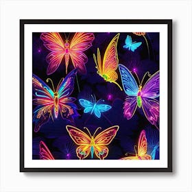 Neon Butterflies Art Print