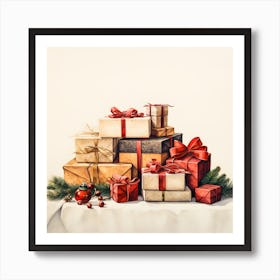 Elegant Christmas Giftbox Ilustration Series014 Art Print