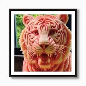 Red watermelon lion Art Print