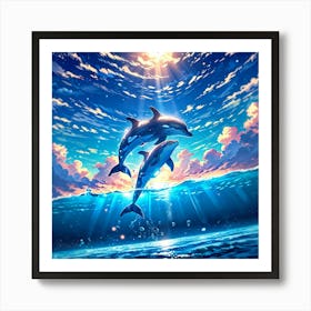 Dolphins In The Ocean 3 Art Print