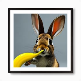 Rabbit Eating Banana Art Print