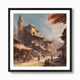 Village In The Desert Art Print