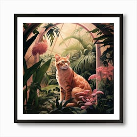 Jungle Cat 1 Pink Jungle Animal Portrait Art Print