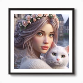 Queen With Cat Art Print