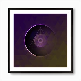 Geometric Neon Glyph on Jewel Tone Triangle Pattern 317 Art Print