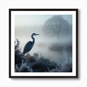 Heron In The Mist 4 Art Print