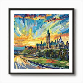 Sunset At The Parliament Building Art Print