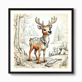 Deer In The Woods 95 Art Print