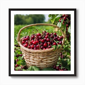 Basket Of Cherries Art Print