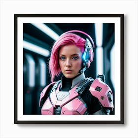 Sci-Fi Girl With Pink Hair Art Print