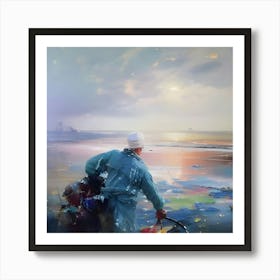 Fisherman On The Beach Art Print