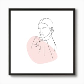 Portrait Of A Woman Continuous line drawing of a woman, Scandinavian wall art, fine art print. 3 Art Print