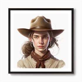 Girl In A Cowboy Hat 1 Art Print