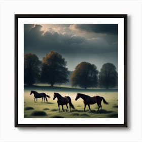 Horses In A Field 24 Art Print