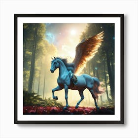 Angel Horse In The Forest Art Print