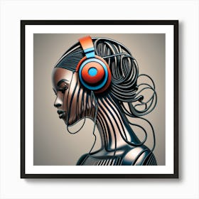 Woman With Headphones 62 Art Print