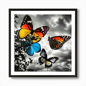 Colorful Butterflies In The Sky 1 Art Print