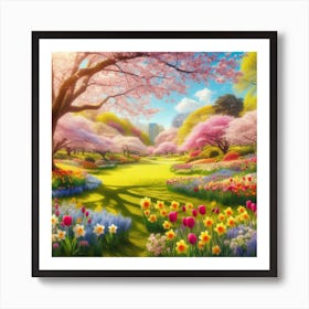 Cherry Blossoms In The Park Poster