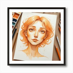 Orange Haired Girl 2 Art Print