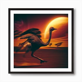 Ostrich Running In planet Venus Art Print