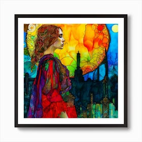 Gazing Off - Woman Gazing Out Art Print